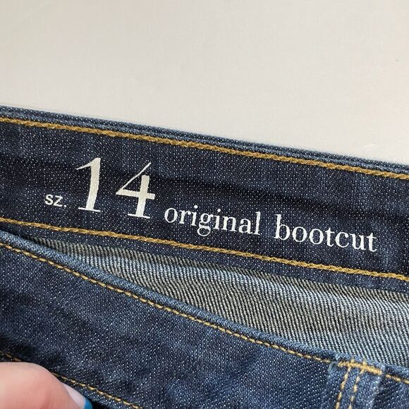 LOFT FACTORY Jeans Size 14 Blue Dark Wash ORIGINAL BOOTCUT Stretch Denim - Picture 8 of 11